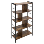 Bücherregal, Schmal Standregal Regal mit 5 Ebenen, Büroregal für Wohnzimmer, 77 x 30 x 157,5 cm, Rustikales Braun