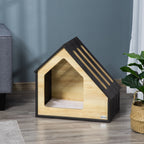  Hundehütte Indoor Hundehöhle mit Kissen Hundehaus Hundehöhle mit schrägem Dach Katzenhaus für kleine Hunde bis 8 kg 60 x 40 x 59,2 cm, Braun