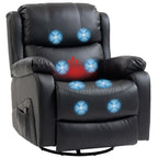Massagesessel, Wärme- & Liegefunktion, Kunstleder, bis 150kg, 97x92x104cm, Schwarz