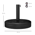 18kg Concrete Umbrella Parasol Base with Rattan Effect 45cm Dia Heavy Duty Parasol Stand for Outdoor Patio Umbrella