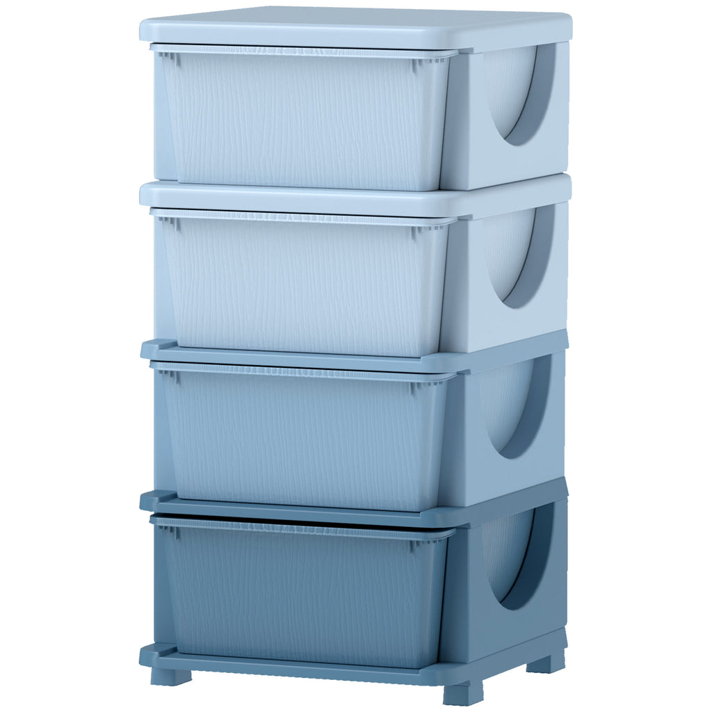 Four-Tier Kids Storage Boxes, with Four Drawers - Blue