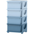 Four-Tier Kids Storage Boxes, with Four Drawers - Blue