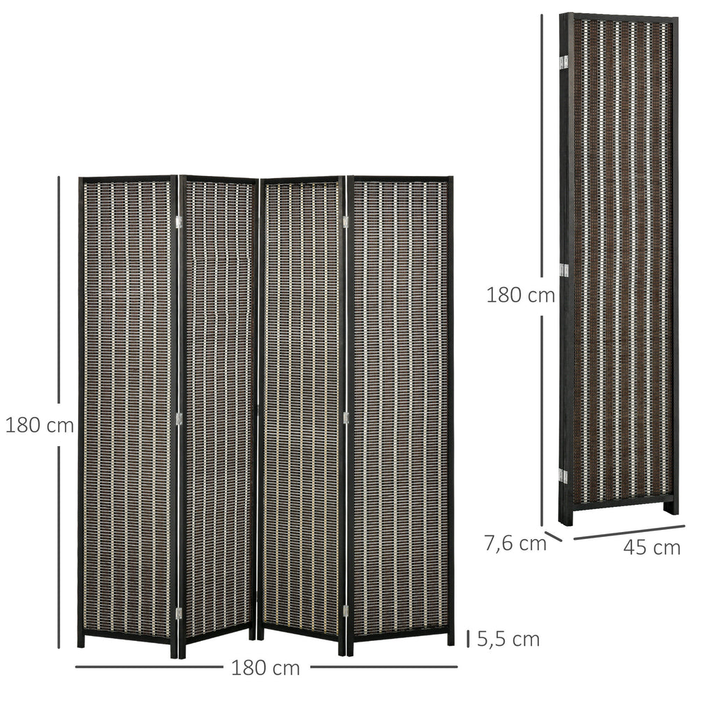 Raumteiler, faltbar, Kiefernholz/Bambus, 180 x 180 cm, Braun/Schwarz