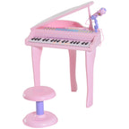 Keyboard Kinder mit 37 Tasten, Hocker Klavier mit Mikrofon, LED-Lehrmodus, Aufnahme, Piano Musikinstrument f¨¹r 3-6 Jahre Kinder Rosa