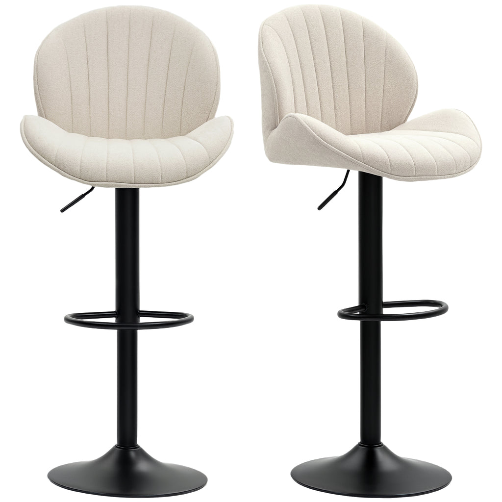 2er-Set Barhocker, Stoffbezug, verstellbare Sitzhöhe, drehbar, Stahlrahmen, Beige