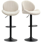 2er-Set Barhocker, Stoffbezug, verstellbare Sitzhöhe, drehbar, Stahlrahmen, Beige