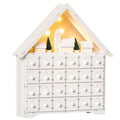 Adventskalender Weichnachtsdekoration Weihnachtsdeko, 24 Schubladen, LED-Lichter, 39 cm x 9 cm x 42 cm, Weiß + Grün