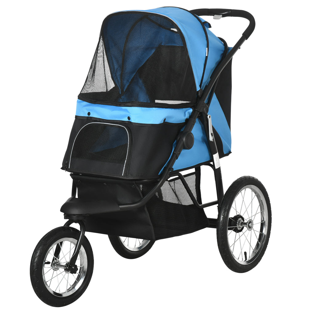 Foldable Pet stroller, Dog Buggy with Three Wheels, for Small/Medium Dogs, Blue