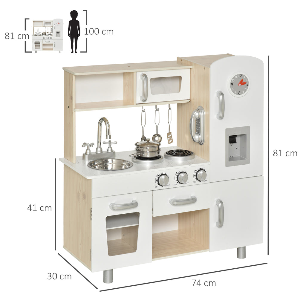 Kinderküche Spielküche mit Ofen Spüle Kühlschrank Puppenküche Spielset Spielzeugküche Geschenk für Kinder Spielzeug für Mädchen Jungen ab 3 Jahren Weiß