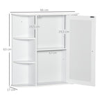 Spiegelschrank Badschrank Badezimmerschrank, 8 F?cher, Spiegelt¨¹ren, wasserbest?ndig, 66 cm x 17 cm x 63 cm, Wei?