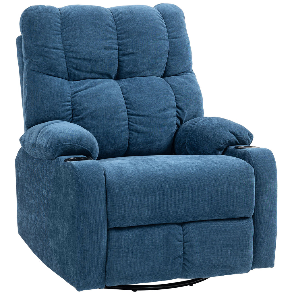 Relaxsessel mit Fu?st¨¹tze, Liegesessel, drehbar, bis 150 kg, Stahlrahmen, 88x96x108cm, Dunkelblau