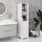 Slim Bathroom Storage Cabinet, Tall Bathroom Cabinet with 3 Open Shelves and Adjustable Shelf, White