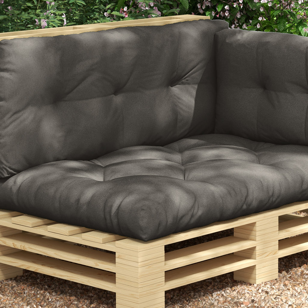 Polsterauflage Gartenmöbelsitzkissen Sitzauflage, wetterbeständig, Knopfheftung, 120 cm x 80 cm x 12 cm, Grau