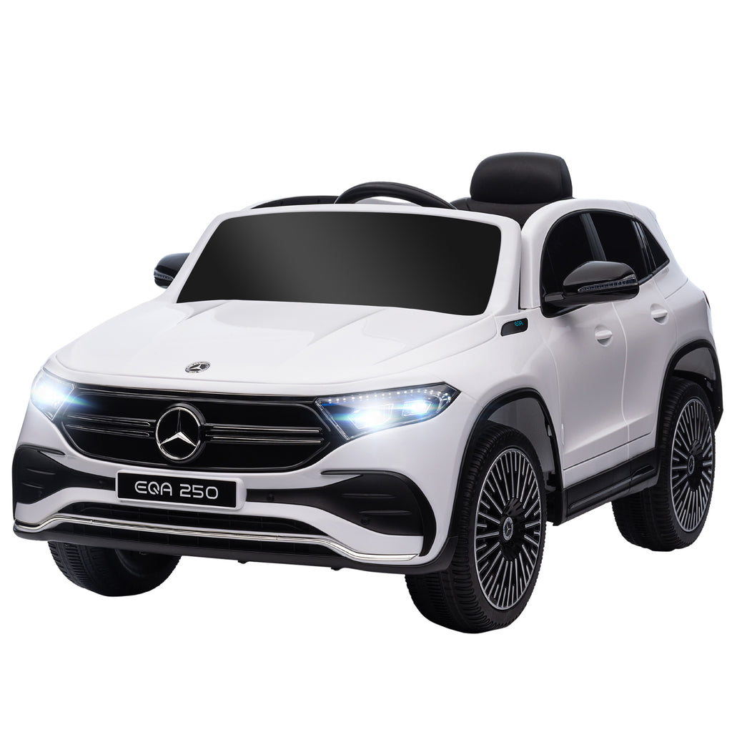Elektro Kinderauto, lizenzierter Mercedes-Benz EQA, 3-8 km/h, Musik, Scheinwerfer, Hupe, Fernsteuerung, wei?