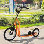 Kinderroller Scooter Tretroller mit verstellbarem Lenker, großen Rädern und Handbremse Kickscooter 16 Zoll Cityroller für Jungen und Mädchen ab 5 Jahre Metall Orange