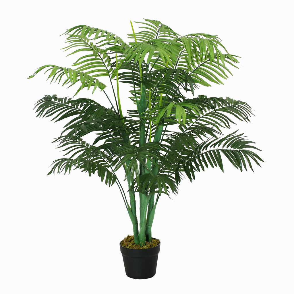 Künstliche Palme 125cm Groß Kunstpflanze mit 18 Palmenwedel im Topf für Wohnzimmer Balkon