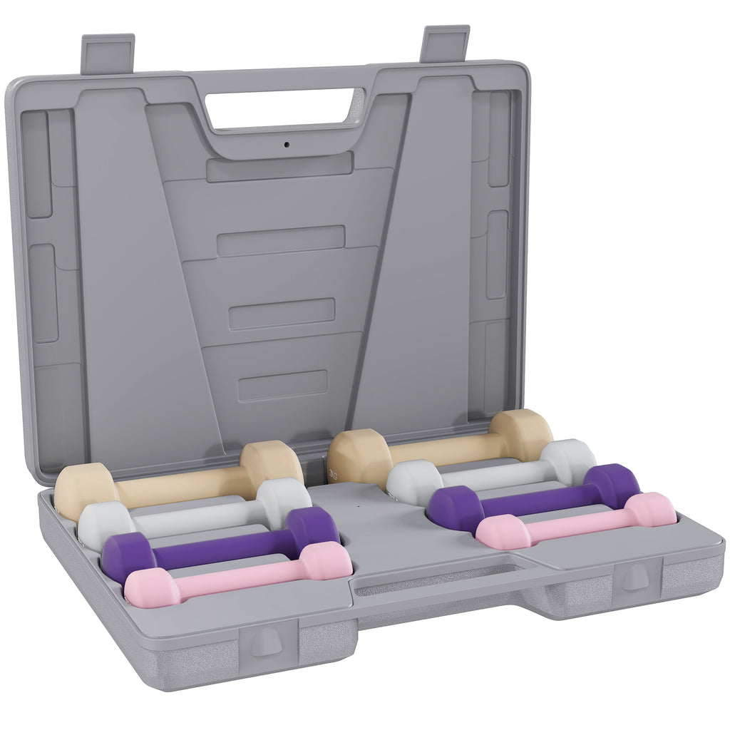 Hantelset 4 Paar 0,5kg-10kg Hanteln mit Koffer, Hantel-Set aus Gusseisen, Hexagon