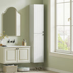 Wandmontierter Badezimmerschrank, lackierte Oberfl?che, 6 Regale, MDF, Wei?