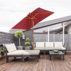 2m Tilting Wooden Pole Parasol - Wine Red