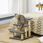 48cm Three-Step Cat Tree, with Toy Ball, Jute Scratching Post - Grey