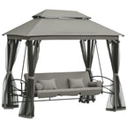 Hollywoodschaukel Gartenschaukel Schaukel mit Seitenwänden 3-Sitzer Grau 256 x 172 x 248 cm