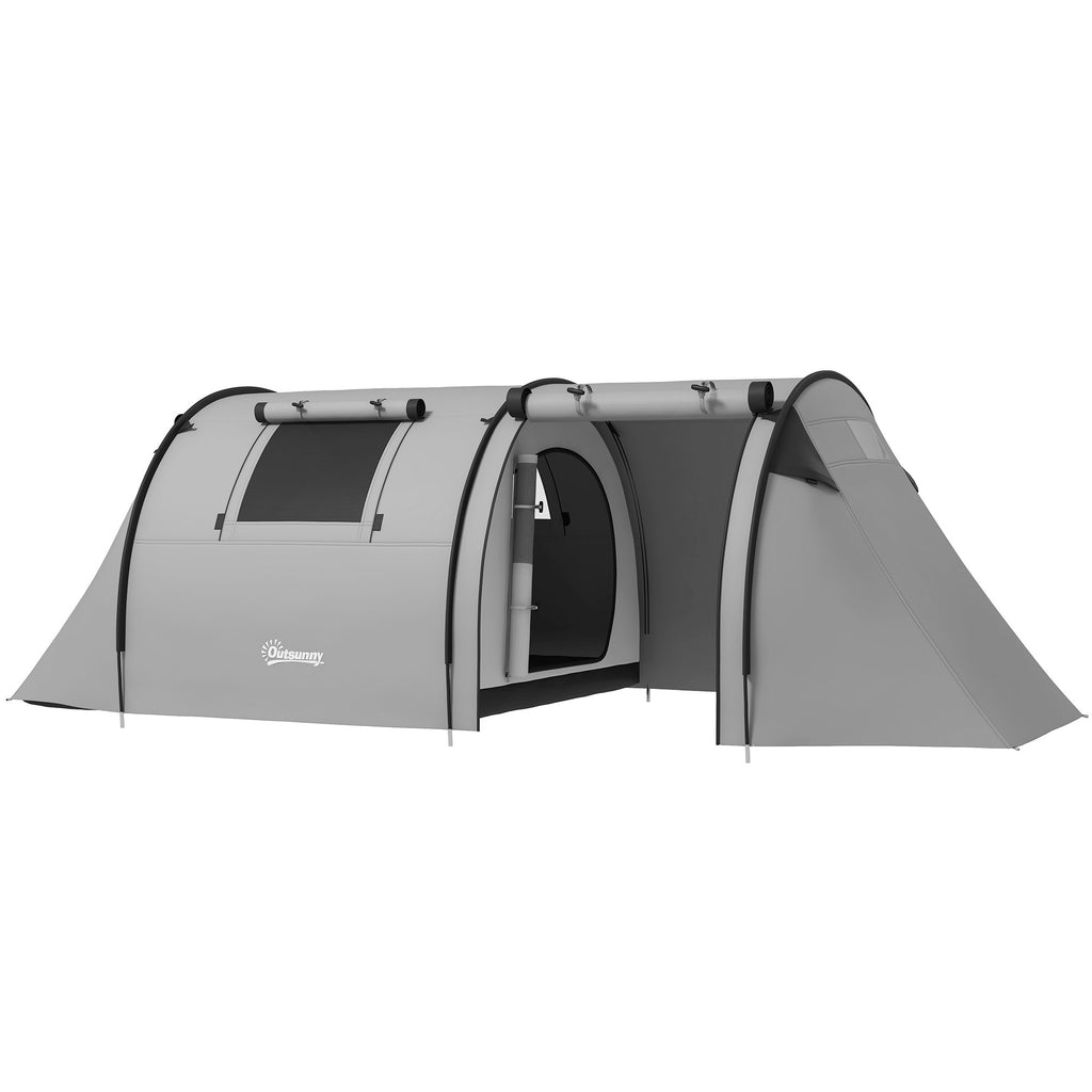 Four Man Duo Room Tunnel Tent, with Accessories - Grey
