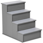 Haustiertreppe, f¨¹r Hunde/Katzen, 4-stufig, Kurzpl¨¹sch, bis 30 kg, 40 x 59 x 54,2 cm, Grau