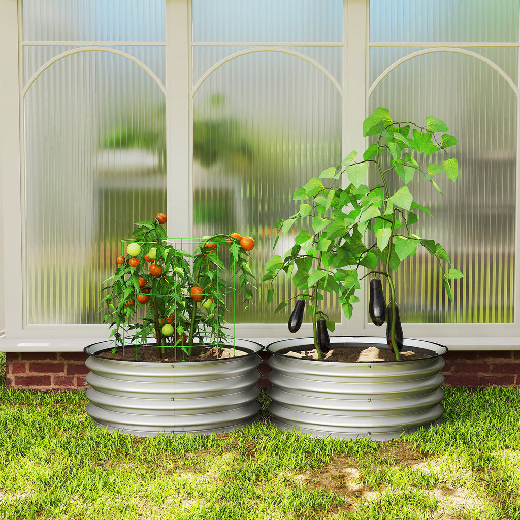 2er-Set Hochbeet Pflanzenbeet, modulares Hochbett, 2 St¨¹ck, ohne Boden, ?60 x 30 cm. Silber
