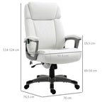  Massage-B¨¹rostuhl 6-Punkt-Massage-Drehstuhl ergonomischer Stuhl Einstellbare aus Kunstleder mit gew?lbter Kopfst¨¹tze und Armlehne Wei? 70 x 76,5 x 114-124 cm