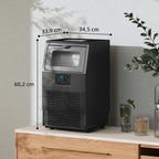 Kommerzielle 30 kg/24H Freistehender Eiswürfelmaschine mit 4 kg Speicher, Selbstreinigung, Timer Stahl Schwarz