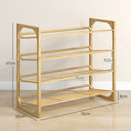 Schuhregal aus Bambus, 15,5 cm Regalh?he, bel¨¹ftetes Latten-Design, 76 x 33 x 67 cm, Naturholz-Effekt