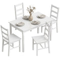 5-teiliges Esszimmer-Set für 4 Personen, rechteckiger Esstisch und Stühle aus massivem Holz, für kleine Räume, Weiß