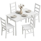 5-teiliges Esszimmer-Set für 4 Personen, rechteckiger Esstisch und Stühle aus massivem Holz, für kleine Räume, Weiß