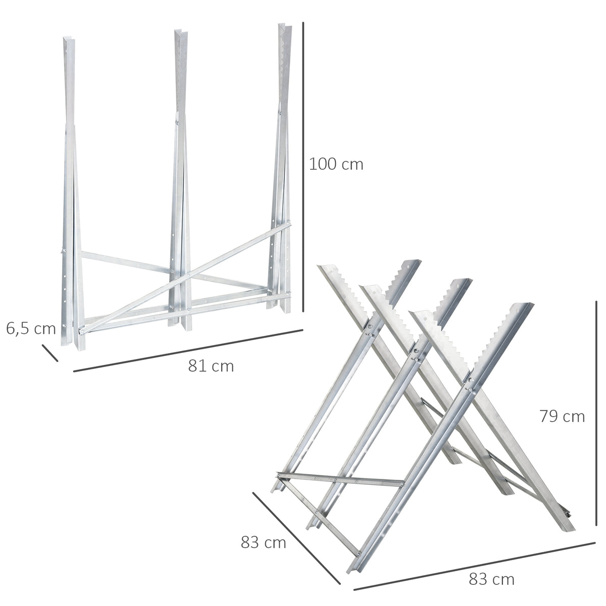  Portable Sawhorse Heavy Duty Steel Adjustable Work Support, Foldable Sawhorse Stand 100 kg Weight Capacity, Silver Tone