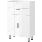 Badezimmerschrank, Badkommode, 2 Schubladen, verstellbares Regal, Holz, Weiß