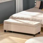 Polsterbank mit Stauraum, Knopfheftung, bis 120 kg, 125 x 49 x 41,5 cm, Beige
