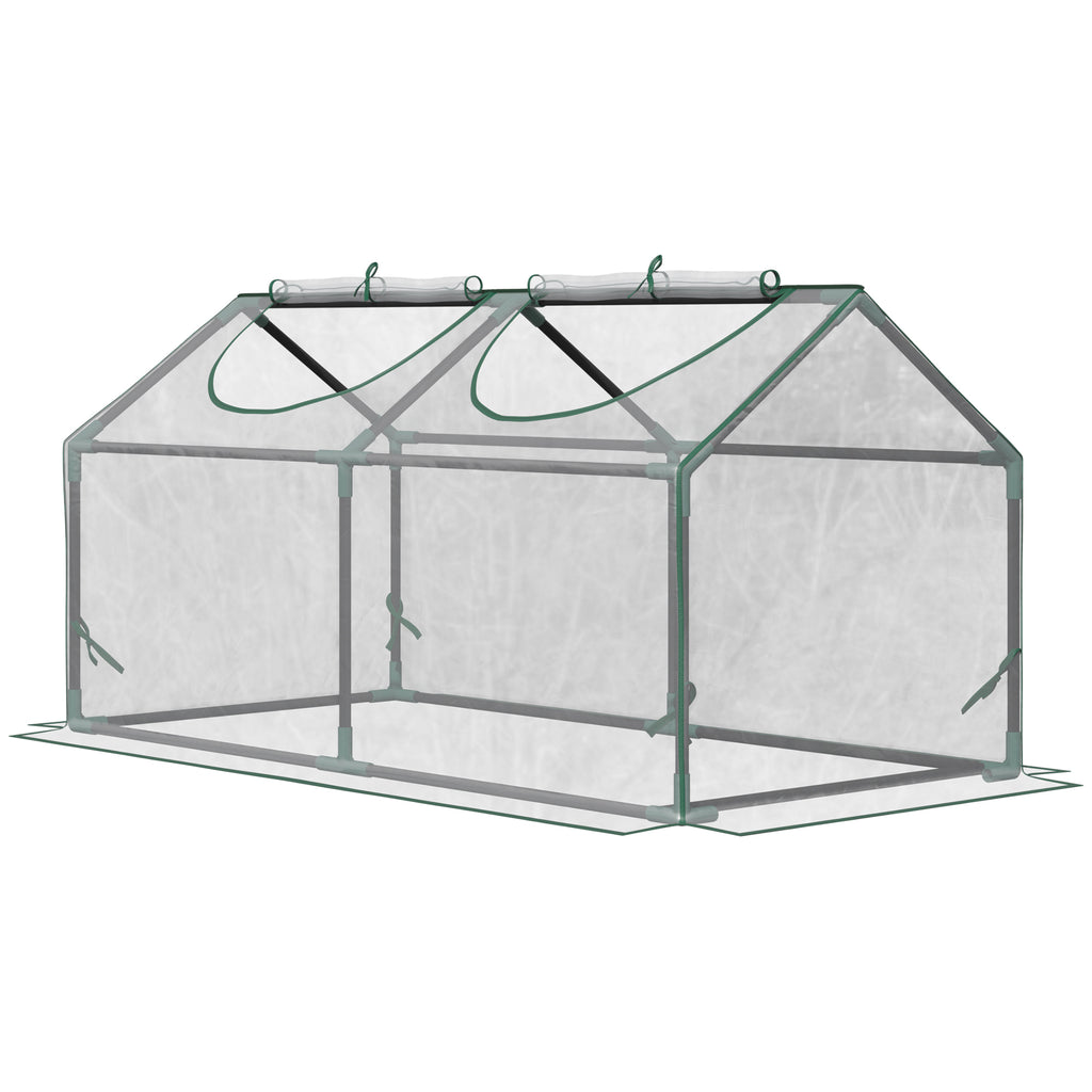 Mini Greenhouse Portable Flower Planter Vegetable Grow House for Garden with Zipped Windows, 120 x 60 x 60 cm, Clear