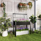 Hochbeet mit Gew?chshaus-Dach, Erh?hte Pflanzenbox mit Ablaufl?chern, 100 x 48 x 124 cm, Schwarz
