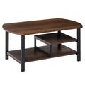 Couchtisch, Wohnzimmertisch Ovaler Kaffeetisch mit Ablagefl?chen f¨¹r B¨¹ro, Wohnzimmer, Schlafzimmer, industrieller Stil, E1 Spanplatte, Stahl, Braun, 100L x 60B x 46H cm