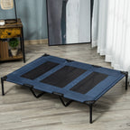 Hundebett, faltbar, Outdoor-Hundebett, erhöhter Stand, 122 cm x 92 cm x 23 cm, Blau + Schwarz