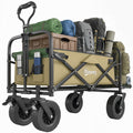Bollerwagen, faltbar, 110 L, bis 100 kg, Teleskopgriff, Stahlrahmen, 94 x 57 x 77-100 cm, Khaki