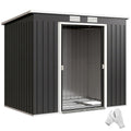 7 x 4ft Galvanised Steel Garden Shed, with Foundation Kit - Dark Grey