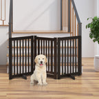 Absperrgitter Hund Freistehendes Verstellbares Schutzgitter mit Füßen 155 x 76 cm Holz Hundegitter Klappbar Treppenschutzgitter für Treppen, Türen, Küche, Flur, 3 Paneelen, Dunkelbraun