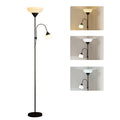 Uplighter, Mutter-und-Kind-Stehlampe, hohe Lampe mit 3 Farbtemperaturen und flexiblem Schwanenhals, Schwarz