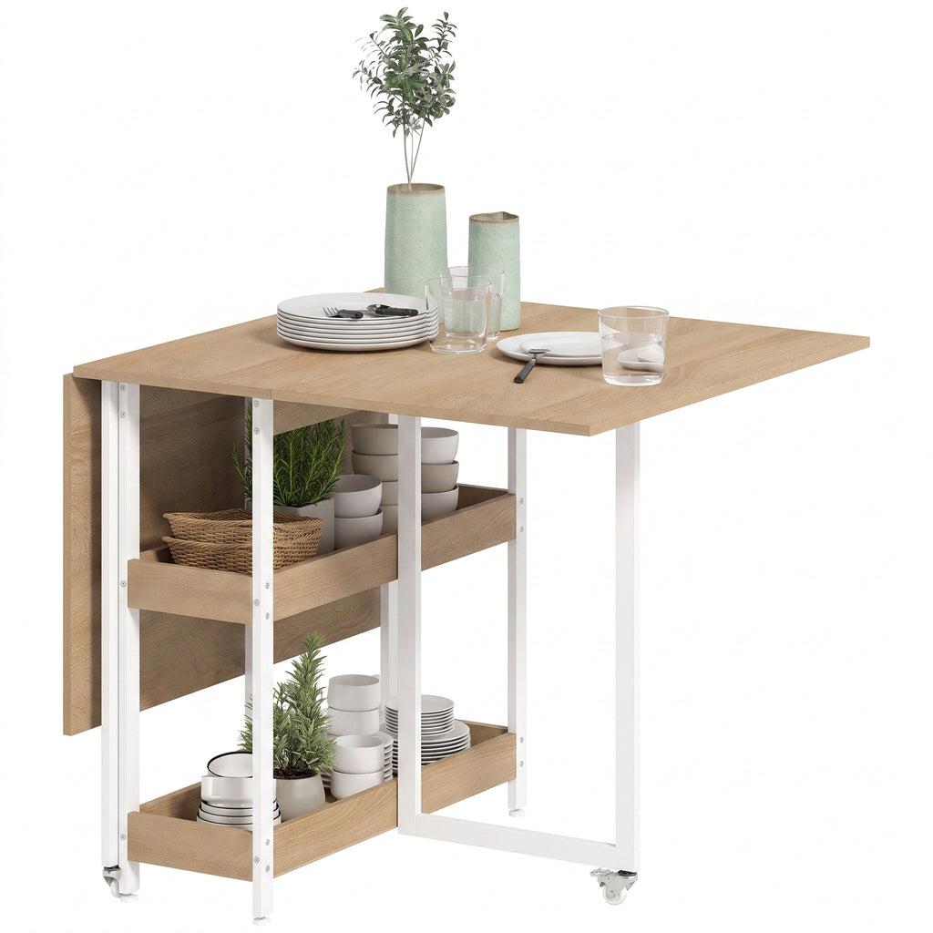 Four-Person Drop Leaf Table - Natural Wood-Effect