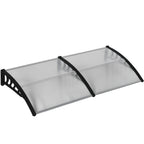 Türüberdachung, Schutz vor Regen, Wind und Hagel, Polycarbonat, Aluminium-Verbindungstangen, 200 x 96 x 27 cm, Schwarz