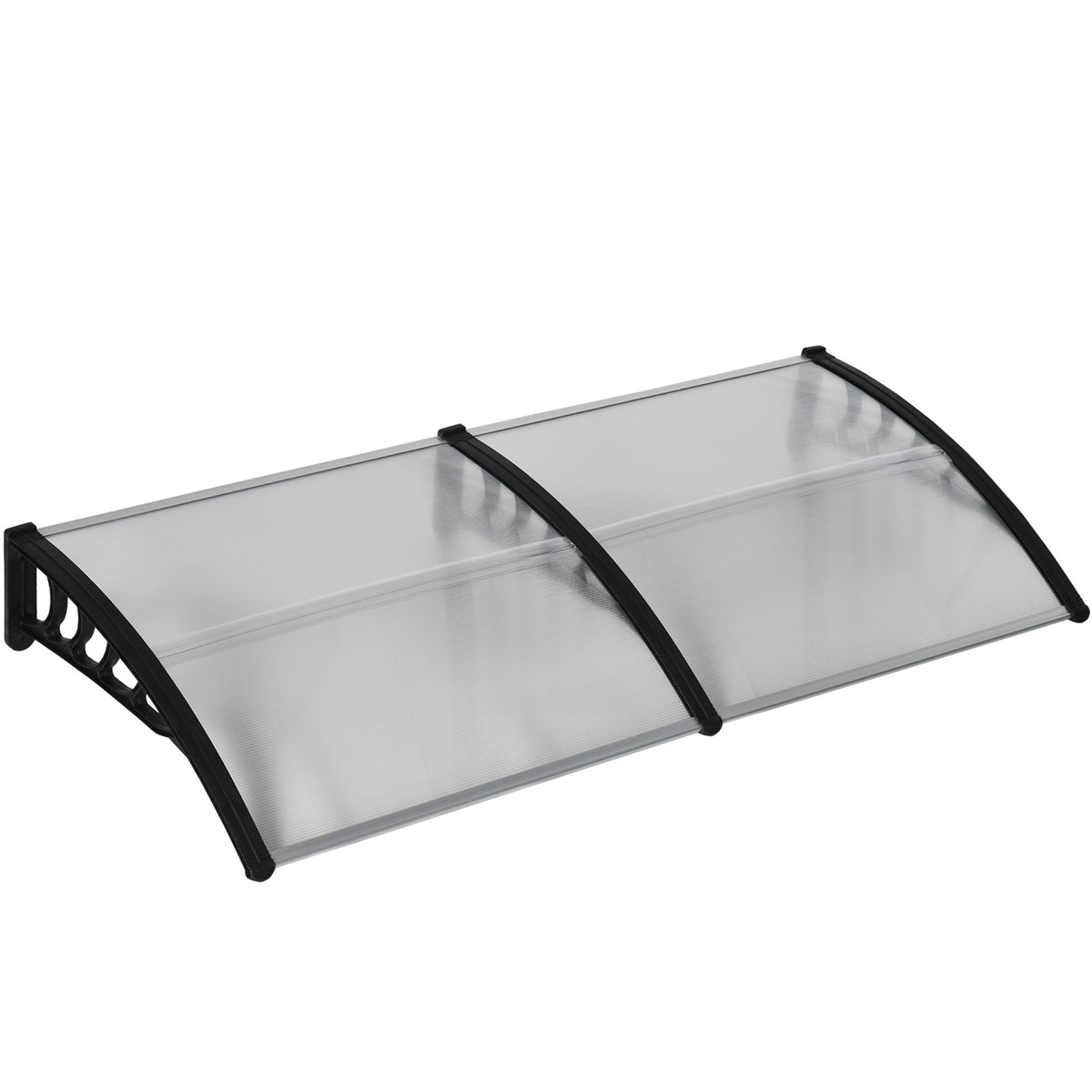 Türüberdachung, Schutz vor Regen, Wind und Hagel, Polycarbonat, Aluminium-Verbindungstangen, 200 x 96 x 27 cm, Schwarz