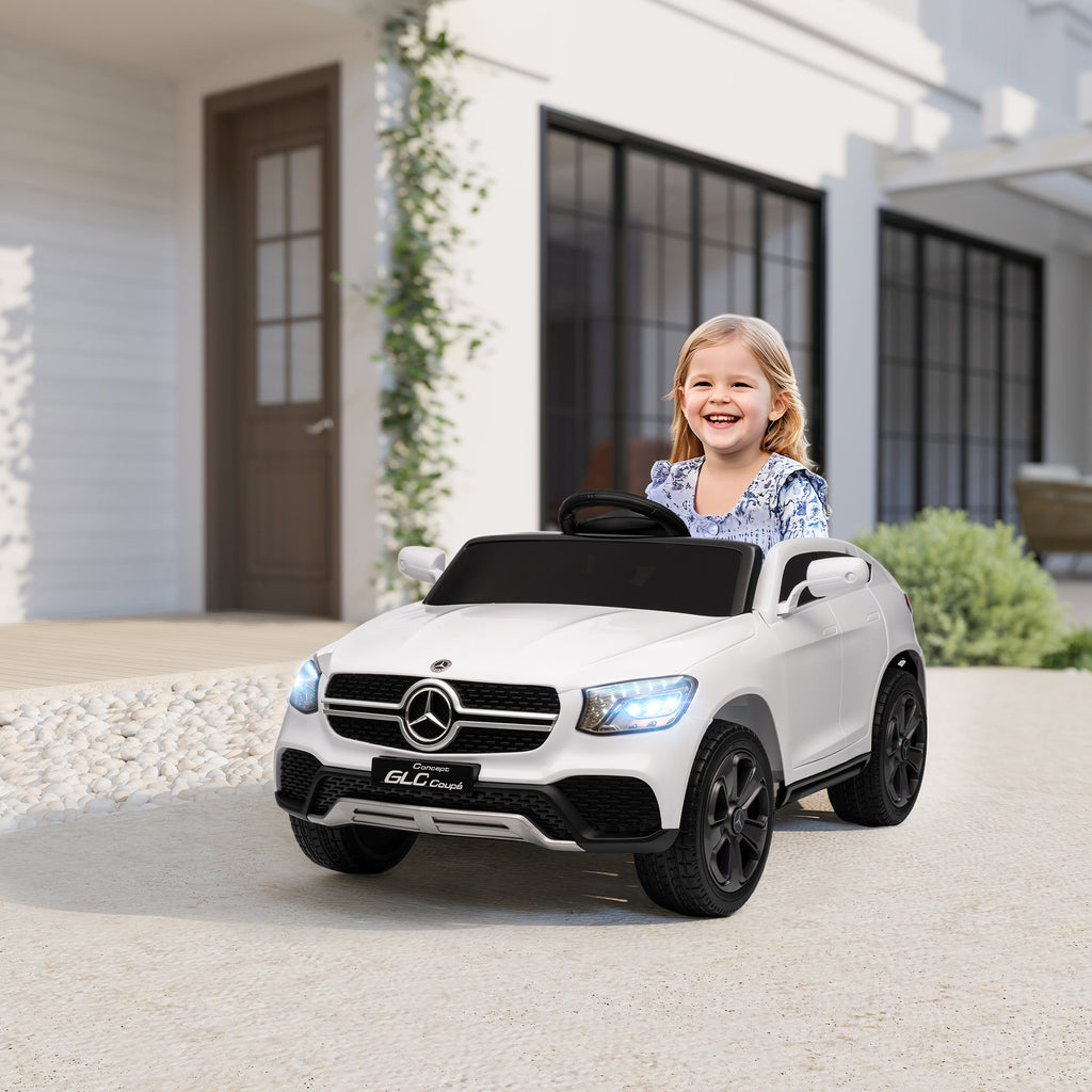 Elektroauto für Kinder, 12V Kinderauto mit Fernbedienung, LED-Lichter, Musik, 3 Geschwindigkeiten, 3-6 Jahre, Weiß