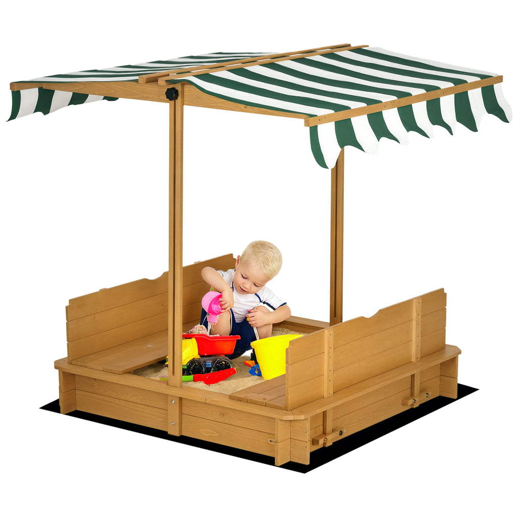Kids Square Wooden Sandpit, Children Sandbox Outdoor Playset