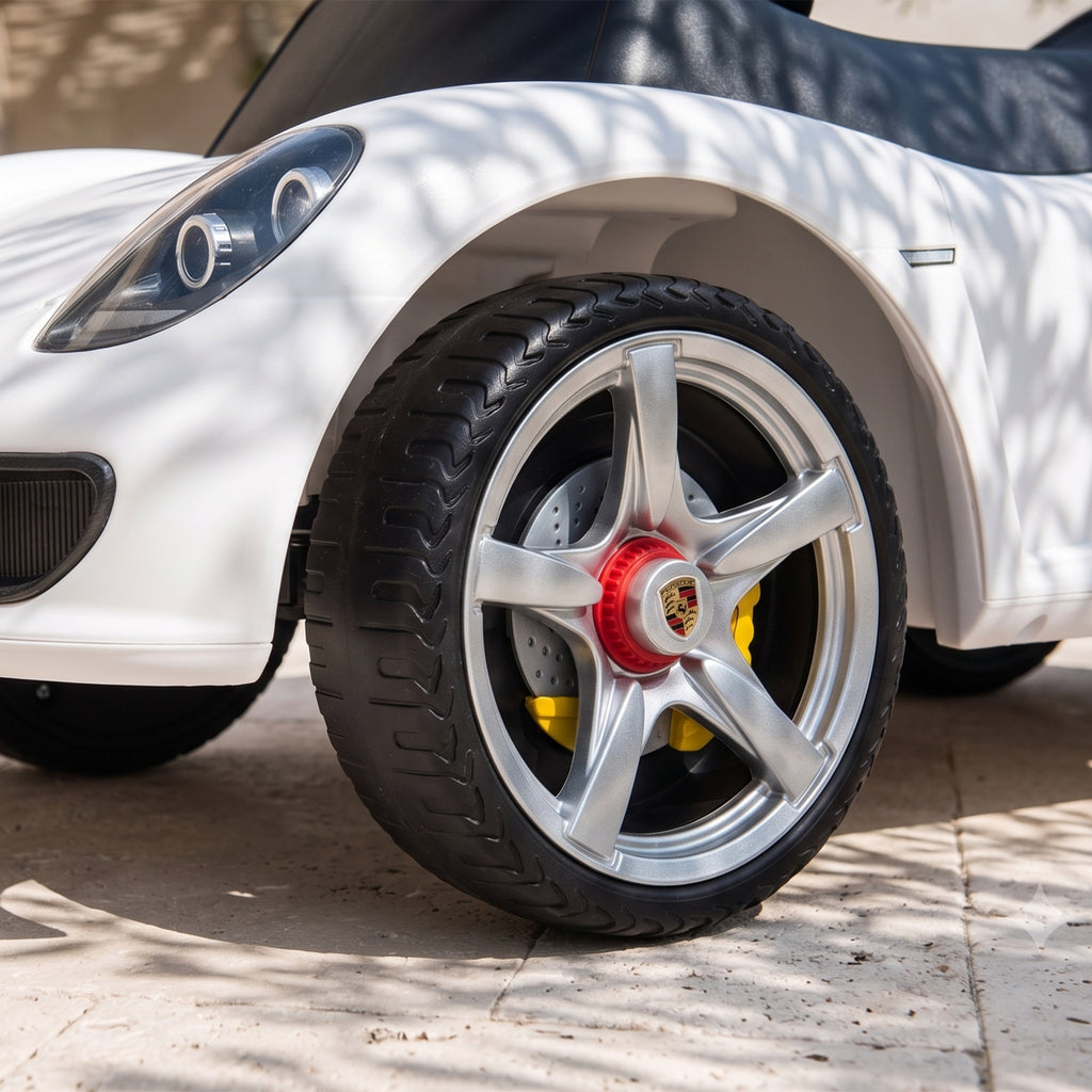 Ride on Car, Porsche Licensed Toddler Push Car with Horn, Headlights, Sound and Steering Wheel for 18-36 Months, White